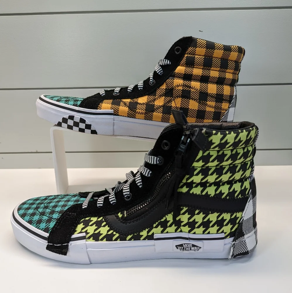 Vans SK8-HI Top What the Buffalo Multi Plaid Skateboard shoes sneakers Men's 9.5